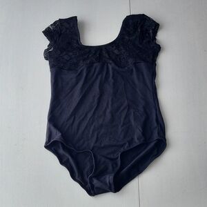 Black Ballet Leotard with lace top size small women's